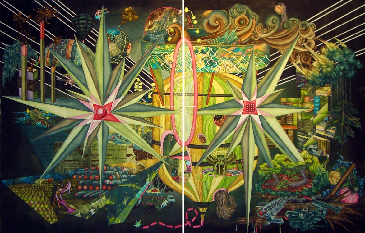 'Proposal nr. 1: Bomb them all', 2008, watercolor and ink on paper, 173 x 270 cm.  'Proposal nr. 1: Bomb them all', 2008, watercolor and ink on paper, 173 x 270 cm.