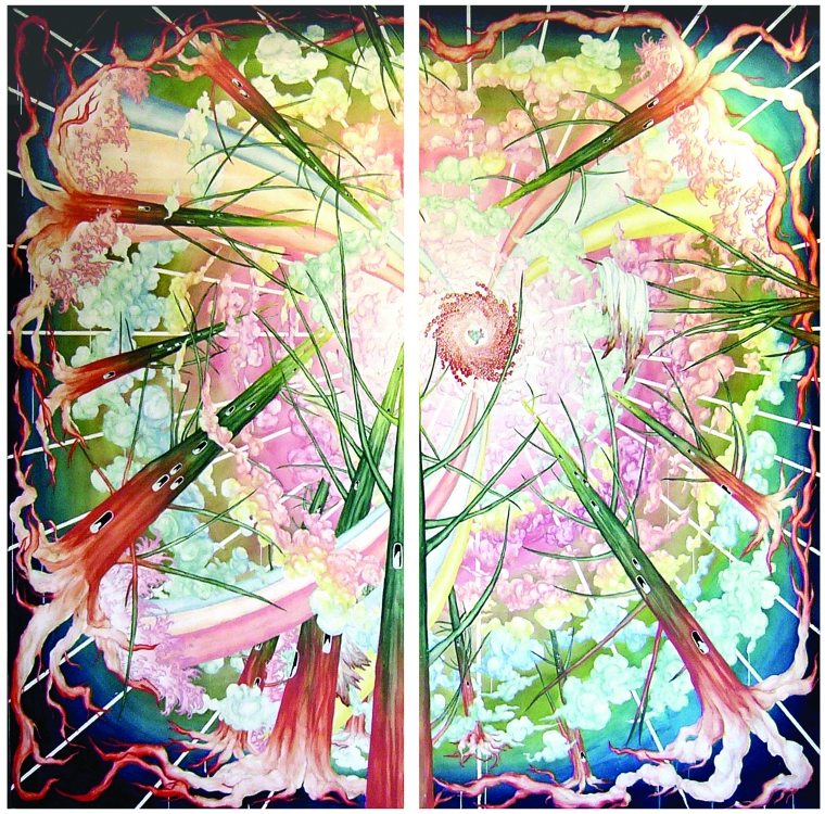 'The Brethren of Stone: On Vain the Net is Spread in Sight of the Bird', 2006, watercolor and ink on paper, 105 x 106,5 cm 'The Brethren of Stone: On Vain the Net is Spread in Sight of the Bird', 2006, watercolor and ink on paper, 105 x 106,5 cm