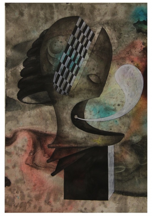 'Wealth Management: Cockatiel', 2013, ink and gesso on paper. 14.25 x 21 inch.  'Wealth Management: Cockatiel', 2013, ink and gesso on paper. 14.25 x 21 inch.