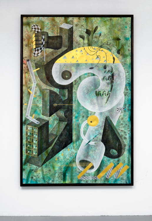 Division Manager 019 and Stand, 2014. Ink and gesso on paper, 202 x 129,5 cm. Photo: Gert Jan van Rooij. Division Manager 019 and Stand, 2014. Ink and gesso on paper, 202 x 129,5 cm. Photo: Gert Jan van Rooij.