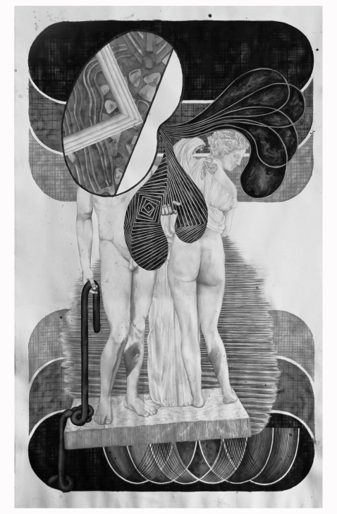 'Orestes and Electra', 2012, ink on paper, 92 x 55 in.  'Orestes and Electra', 2012, ink on paper, 92 x 55 in.