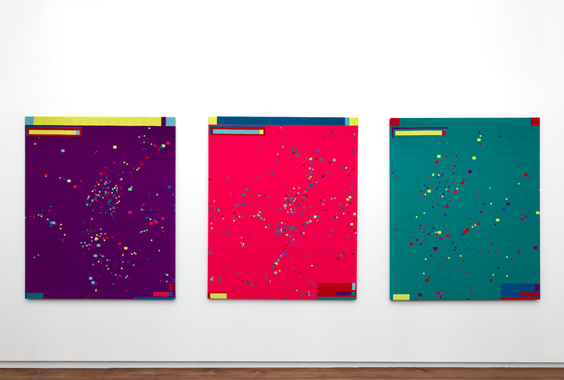 Abstract Browsing 16 03 09 A B C (Waze), 2016, 175 x 144 cm (x3), tapestry. 
Photo: Gert Jan van Rooij Abstract Browsing 16 03 09 A B C (Waze), 2016, 175 x 144 cm (x3), tapestry. 
Photo: Gert Jan van Rooij