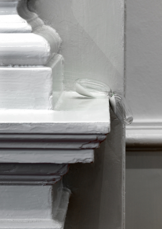 'Still Life with One Minute', 2016, bent hourglass. 'Still Life with One Minute', 2016, bent hourglass.