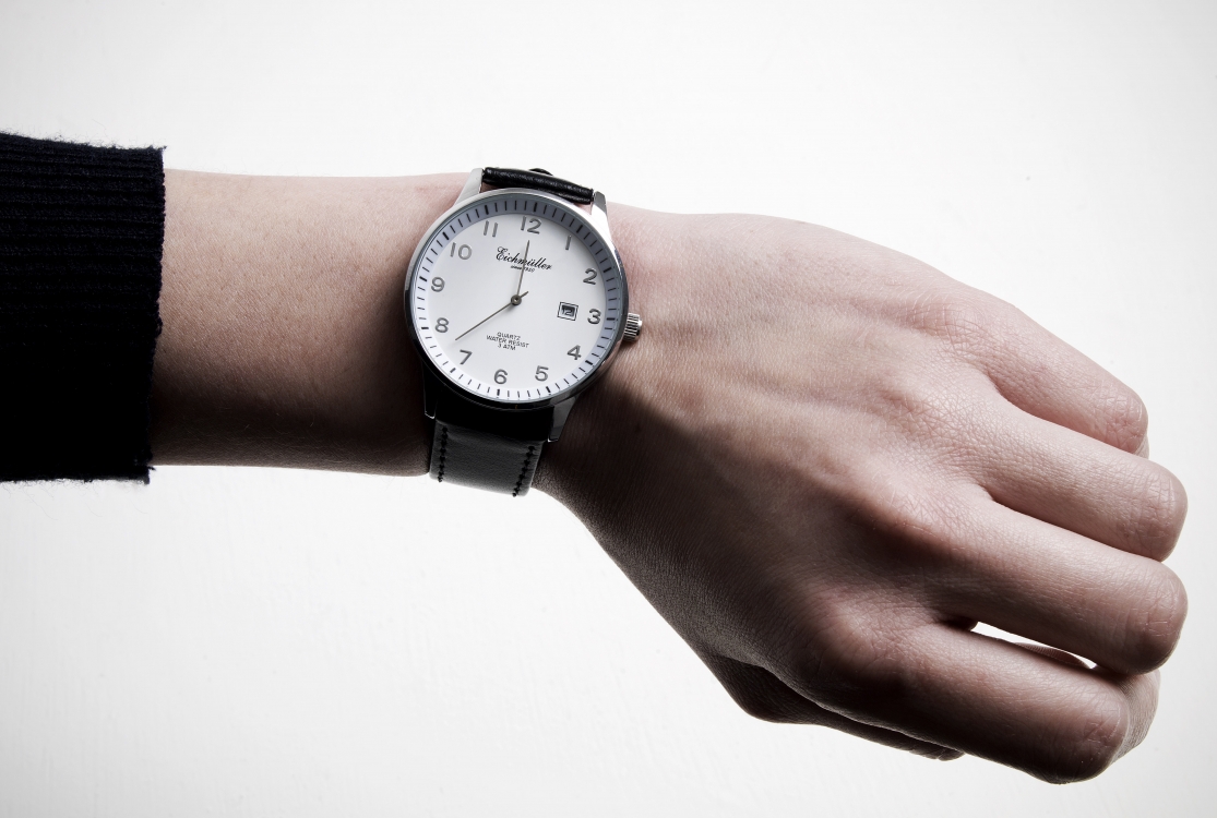 'Let's Meet at 3 O'Clock', 2013, a pair of watches worn by the gallerists of Upstream Gallery.
The watch is running faster than the standard time. The people wearing them are connected by their own shared time, they can meet at 3 o'clock as indicated by their watches. 'Let's Meet at 3 O'Clock', 2013, a pair of watches worn by the gallerists of Upstream Gallery.
The watch is running faster than the standard time. The people wearing them are connected by their own shared time, they can meet at 3 o'clock as indicated by their watches.
