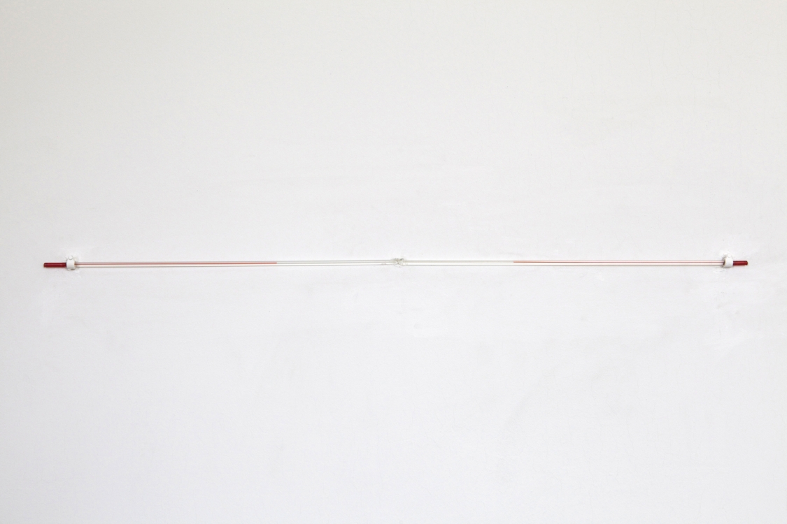 'A 50ºC Horizon', 2010, two thermometers of 50ºC, 60 x 4 cm. 
When it is 50ºC, the red line, the horizon, will be finished.  'A 50ºC Horizon', 2010, two thermometers of 50ºC, 60 x 4 cm. 
When it is 50ºC, the red line, the horizon, will be finished.