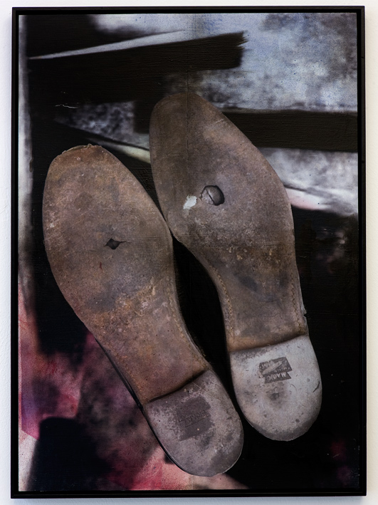 'Dropping ashes from my fingers', 2011, (shoes) mixed media on wood, 72 x 52 cm 'Dropping ashes from my fingers', 2011, (shoes) mixed media on wood, 72 x 52 cm