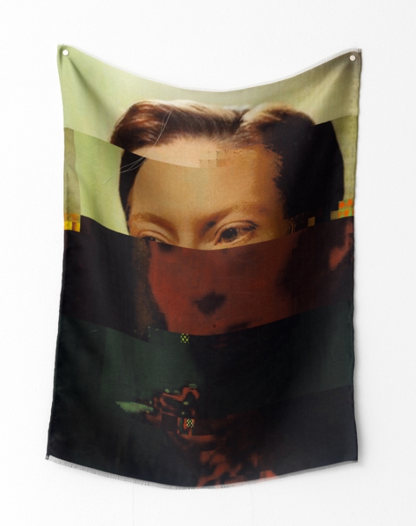 Fabienne Hess, Corrupted Silk Portrait Series (Swinton), 2013
Digital print on silk, 35 x 45 cm, edition 2/6 
Cortesy of the artist Fabienne Hess, Corrupted Silk Portrait Series (Swinton), 2013
Digital print on silk, 35 x 45 cm, edition 2/6 
Cortesy of the artist