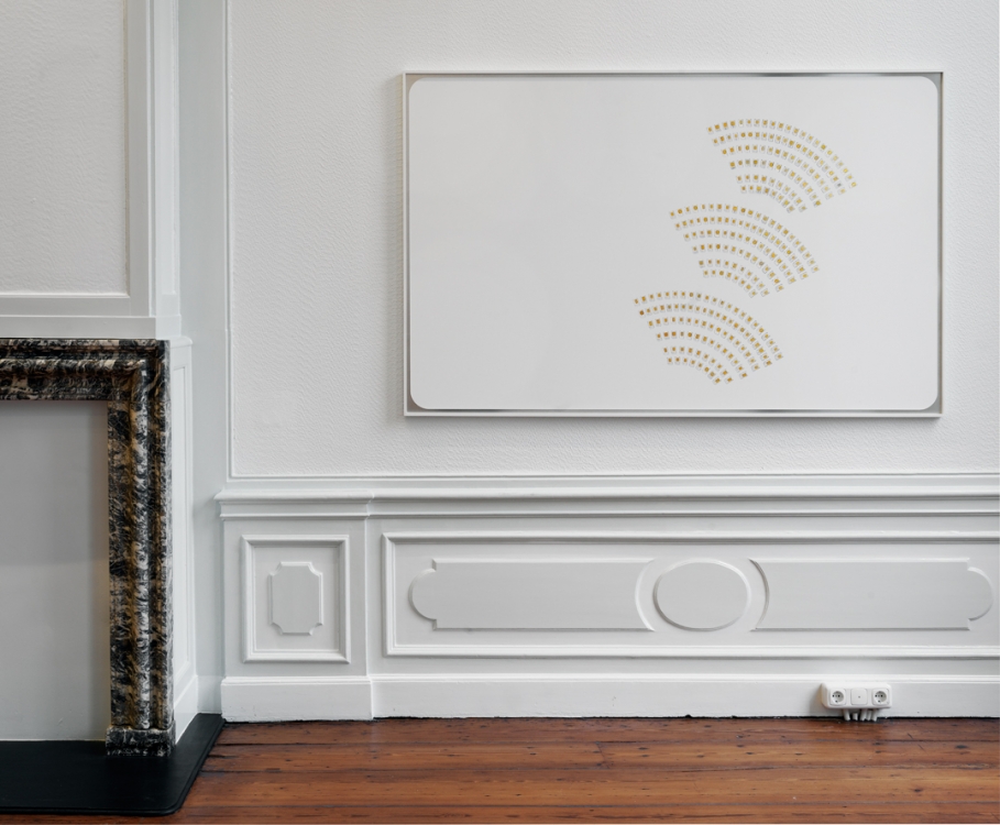 PVA Composition (Three Wifi), 2018. forex, aluminium, SIM cards, 117 x 182 cm. Photo: Gert Jan van Rooij. PVA Composition (Three Wifi), 2018. forex, aluminium, SIM cards, 117 x 182 cm. Photo: Gert Jan van Rooij.