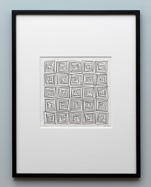 untitled (1974). Plotter drawing, ink on paper. In the group exhibition Live and Let Live at Upstream Gallery. Photo: Gert Jan van Rooij. untitled (1974). Plotter drawing, ink on paper. In the group exhibition Live and Let Live at Upstream Gallery. Photo: Gert Jan van Rooij.